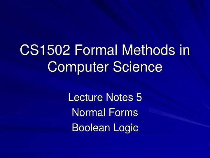 cs1502 formal methods in computer science