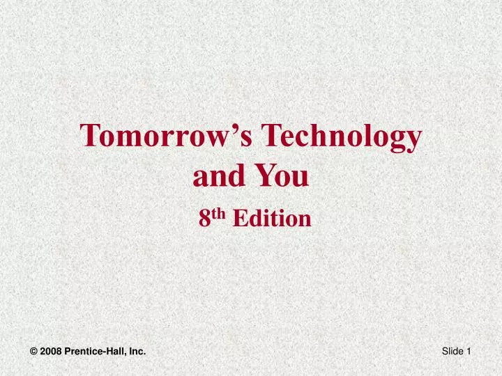 tomorrow s technology and you 8 th edition