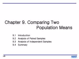 Chapter 9. Comparing Two Population Means