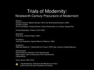 Trials of Modernity: Nineteenth-Century Precursors of Modernism