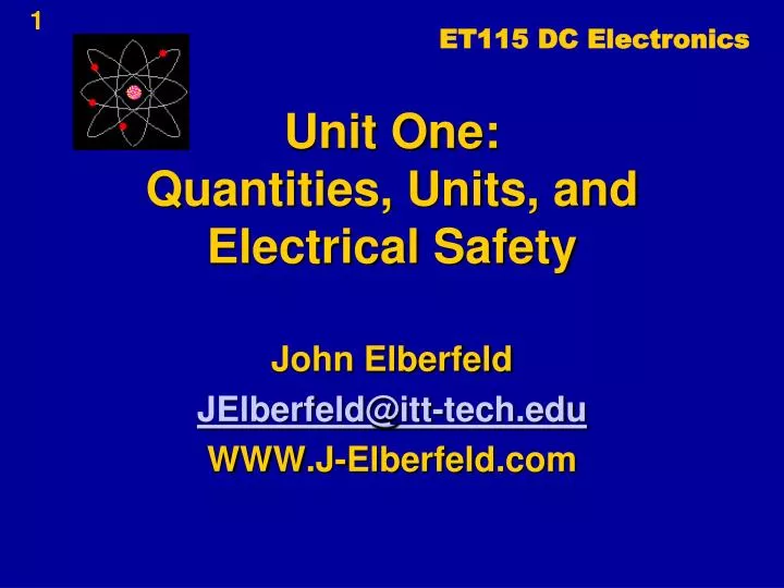 unit one quantities units and electrical safety