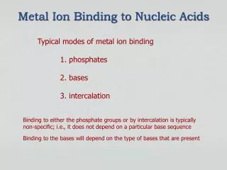 Metal Ion Binding to Nucleic Acids