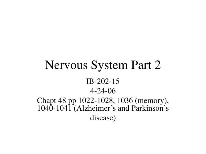 nervous system part 2