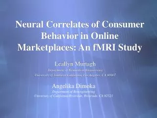 Neural Correlates of Consumer Behavior in Online Marketplaces: An fMRI Study
