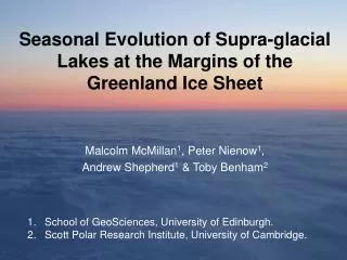 Seasonal Evolution of Supra-glacial Lakes at the Margins of the Greenland Ice Sheet