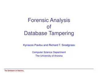 Forensic Analysis of Database Tampering