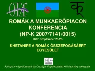 ROMÁK A MUNKAERŐPIACON KONFERENCIA (NP-K 2007/7141/0015)