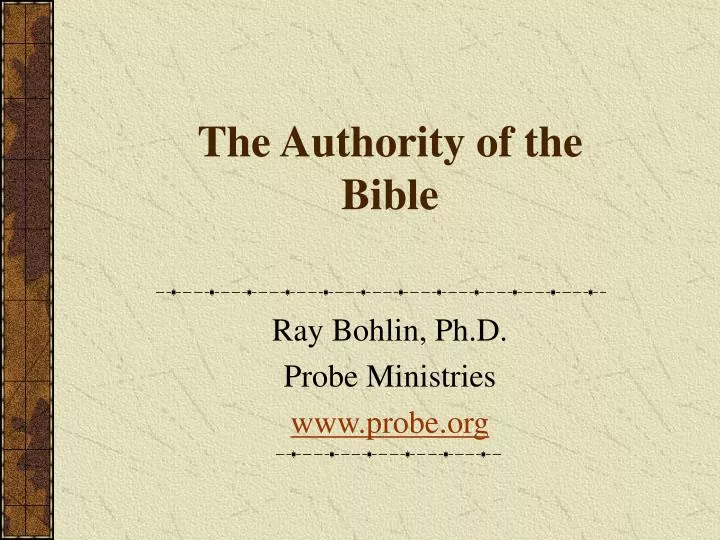 the authority of the bible