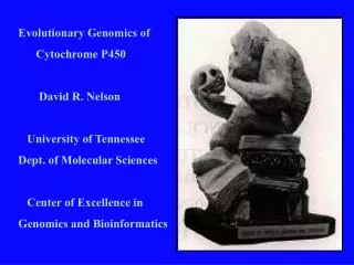 Evolutionary Genomics of Cytochrome P450 David R. Nelson University of Tennessee Dept. of Molecular Scie