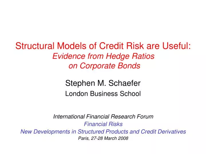 structural models of credit risk are useful evidence from hedge ratios on corporate bonds