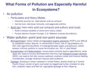 What Forms of Pollution are Especially Harmful in Ecosystems?