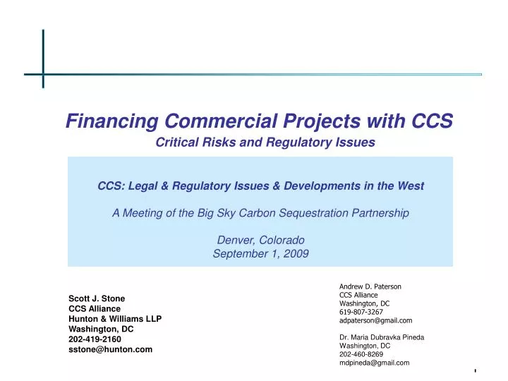 financing commercial projects with ccs critical risks and regulatory issues