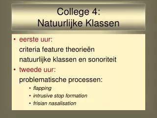College 4: Natuurlijke Klassen