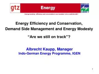 Albrecht Kaupp, Manager Indo-German Energy Programme, IGEN