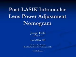 Post-LASIK Intraocular Lens Power Adjustment Nomogram