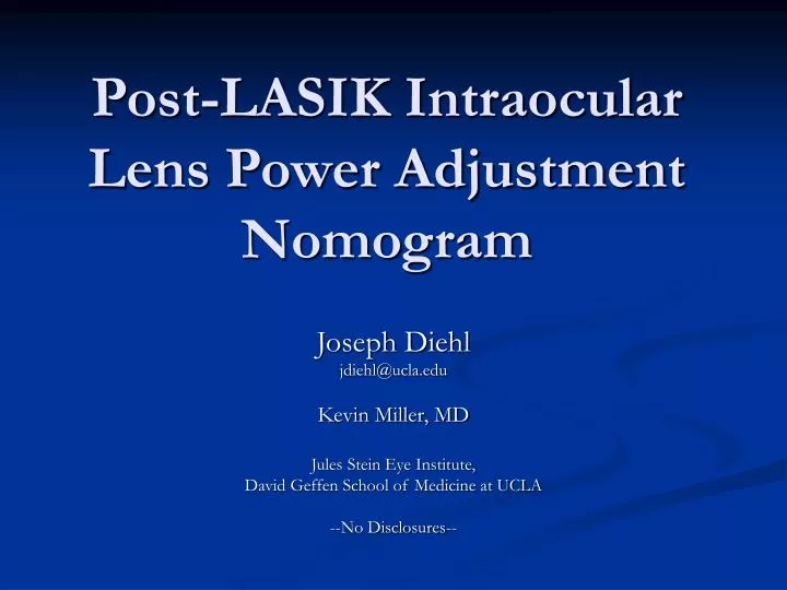 post lasik intraocular lens power adjustment nomogram