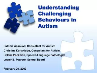 Understanding Challenging Behaviours in Autism