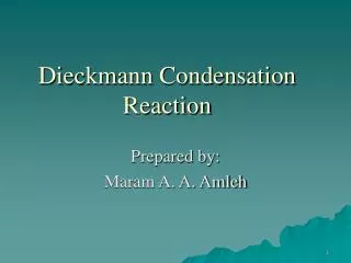 Dieckmann Condensation Reaction
