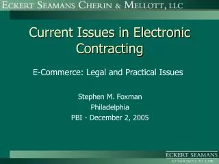 Current Issues in Electronic Contracting