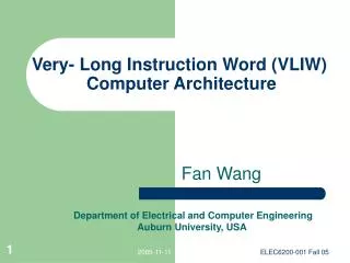 Very- Long Instruction Word (VLIW) Computer Architecture