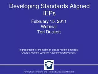 Developing Standards Aligned IEPs