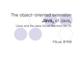 The object-oriented extension Java o of Java c (Java and the Java Virtual Machine ch. 5)