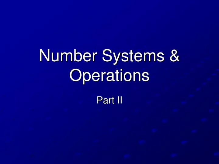 number systems operations