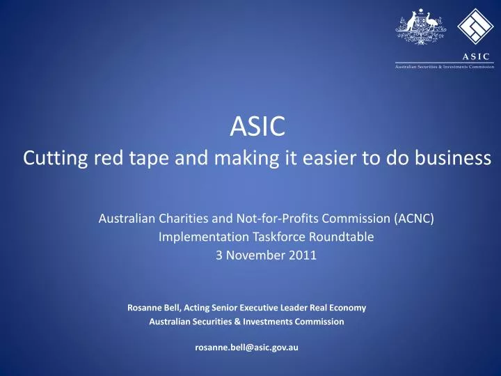 asic cutting red tape and making it easier to do business