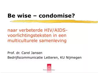 naar verbeterde HIV/AIDS-voorlichtingsteksten in een multiculturele samenleving
