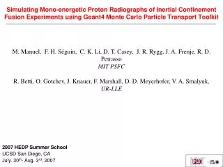 Simulating Mono-energetic Proton Radiographs of Inertial Confinement Fusion Experiments using Geant4 Monte Carlo Particl