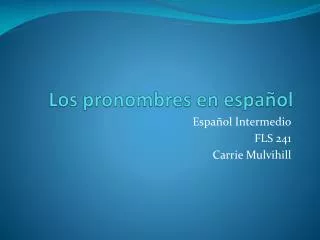 Los pronombres en español