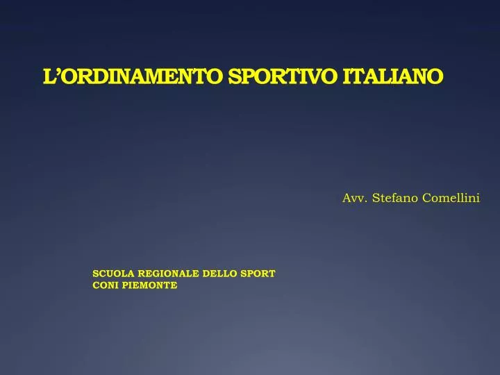 l ordinamento sportivo italiano