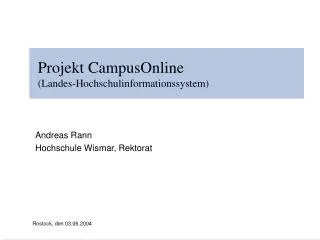 Projekt CampusOnline (Landes-Hochschulinformationssystem)
