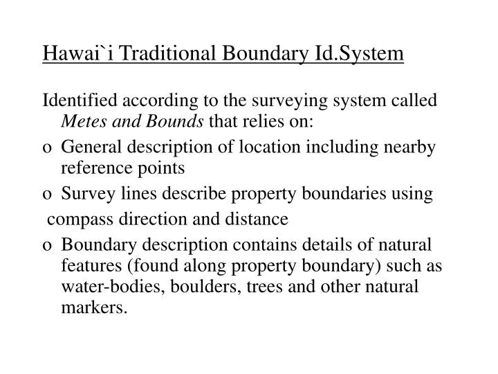 hawai i traditional boundary id system