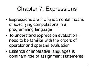 Chapter 7: Expressions
