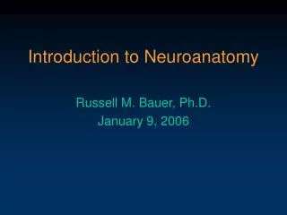 Introduction to Neuroanatomy