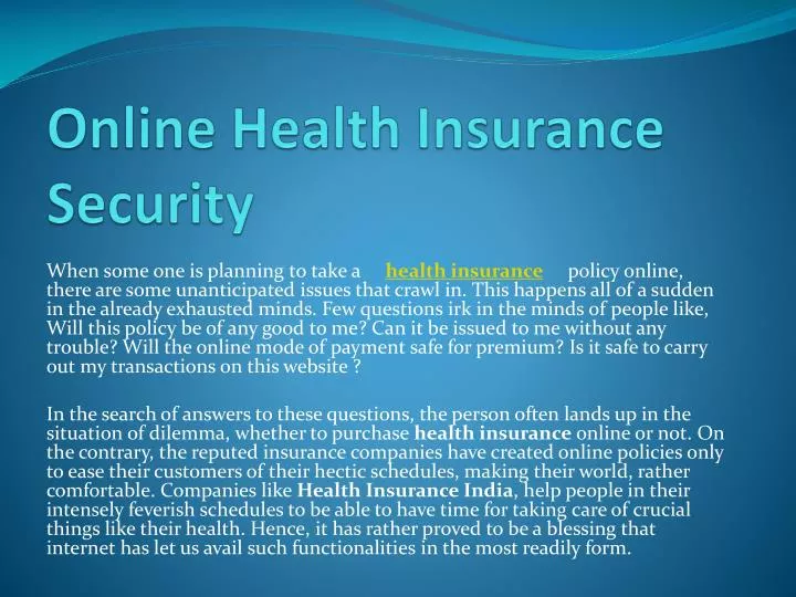 online health insurance security