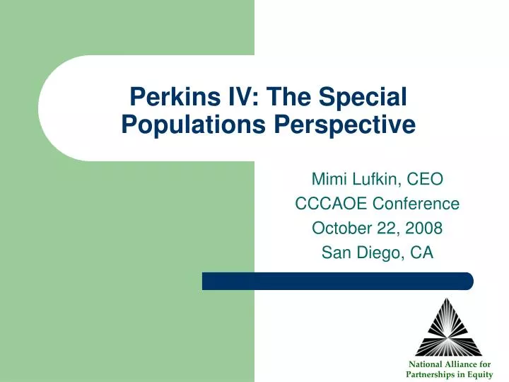 perkins iv the special populations perspective