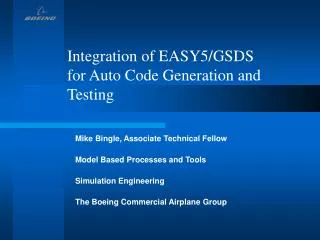 Integration of EASY5/GSDS for Auto Code Generation and Testing