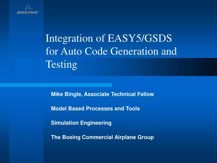 integration of easy5 gsds for auto code generation and testing
