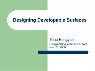 Designing Developable Surfaces