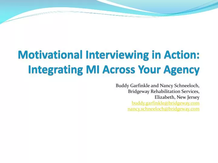 motivational interviewing in action integrating mi across your agency