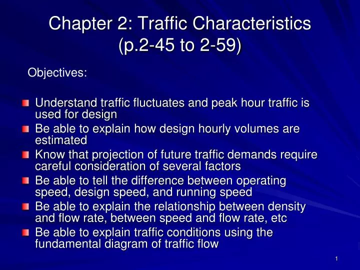 chapter 2 traffic characteristics p 2 45 to 2 59