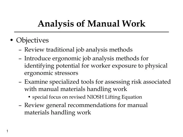 analysis of manual work