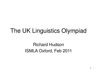 The UK Linguistics Olympiad
