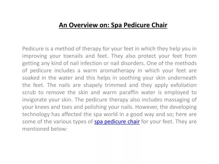 an overview on spa pedicure chair