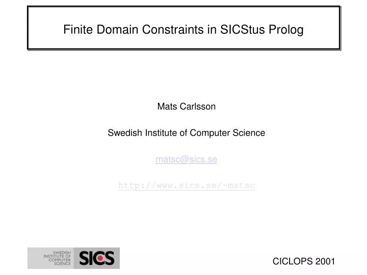 finite domain constraints in sicstus prolog