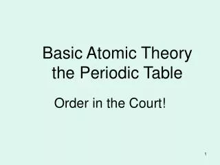 Basic Atomic Theory the Periodic Table