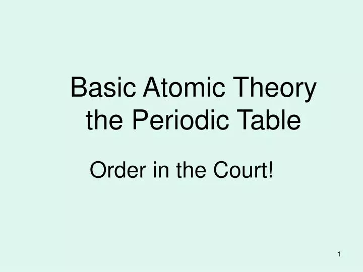 basic atomic theory the periodic table