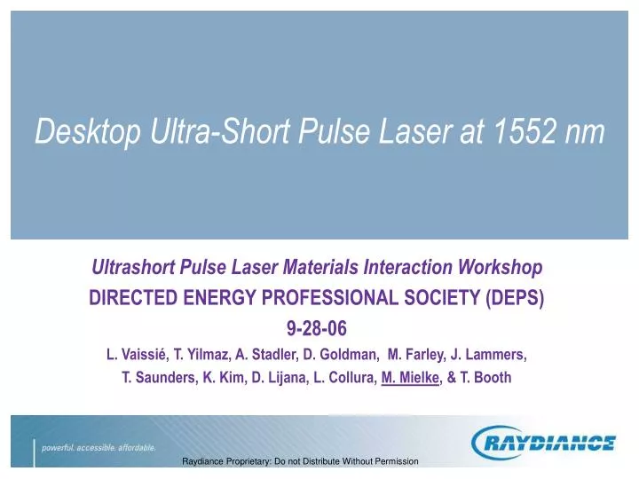 desktop ultra short pulse laser at 1552 nm